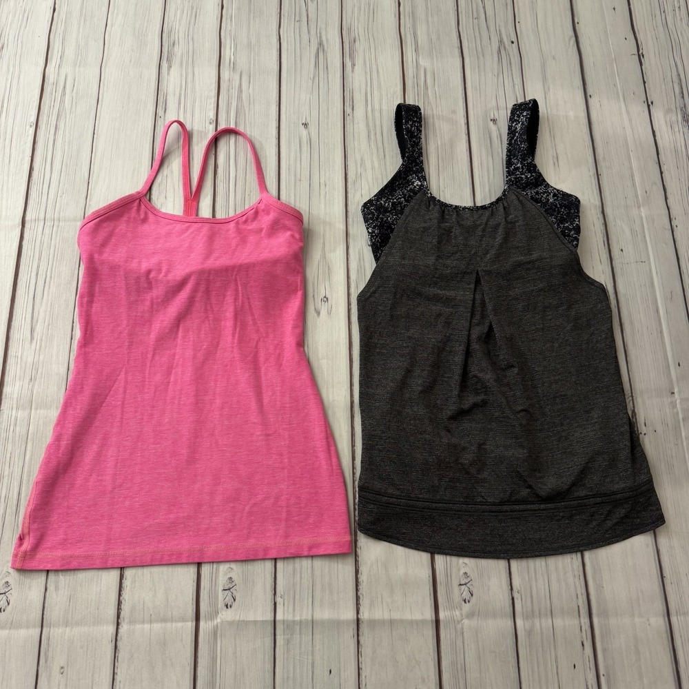Lululemon Womens Run Times Tank top Gray Heathered‎ Cinch Waist Size Lot Size 4